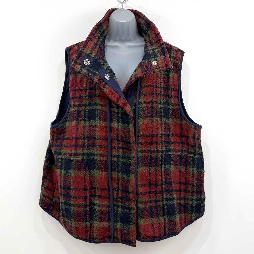 Natural Life Vest Womens L/XL Plaid NWT  Wool Country Cabin Oversized Tweed Boho